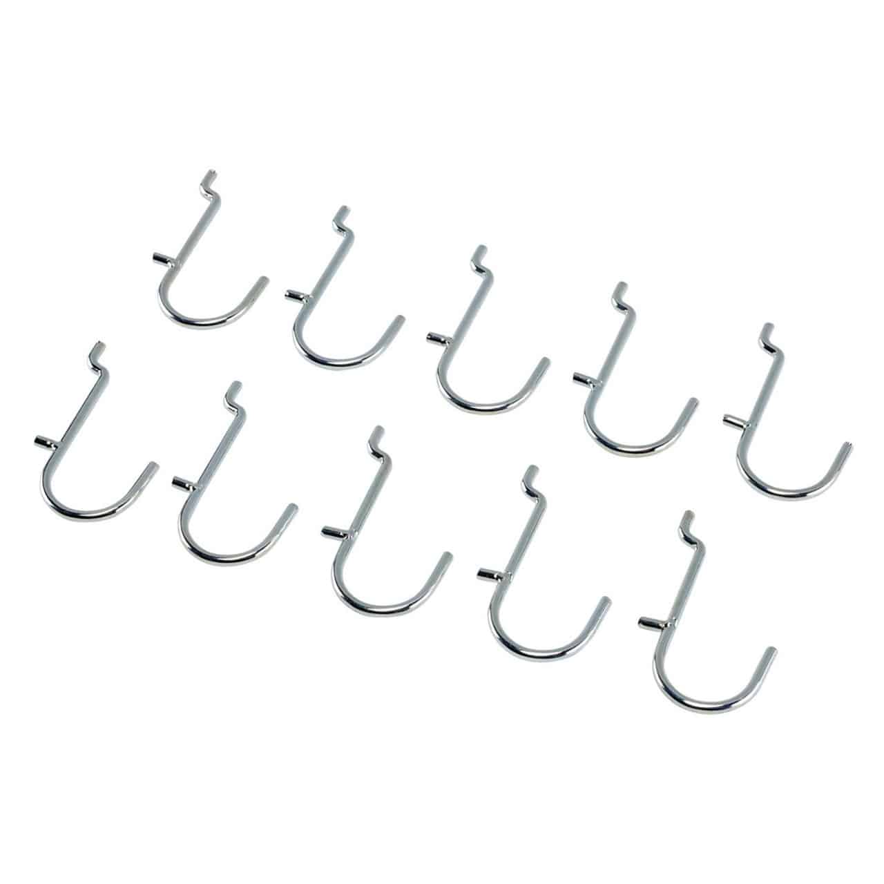 Lot de 10 crochets en métal chromé pour panneau perforé d'outils