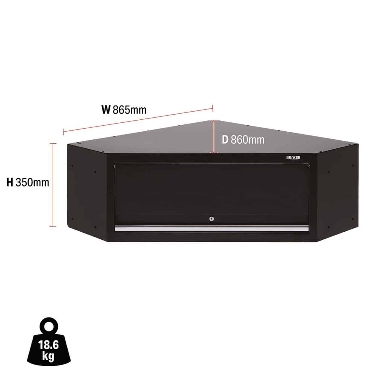 Dimension du rangement mural d'angle noire BUNKER