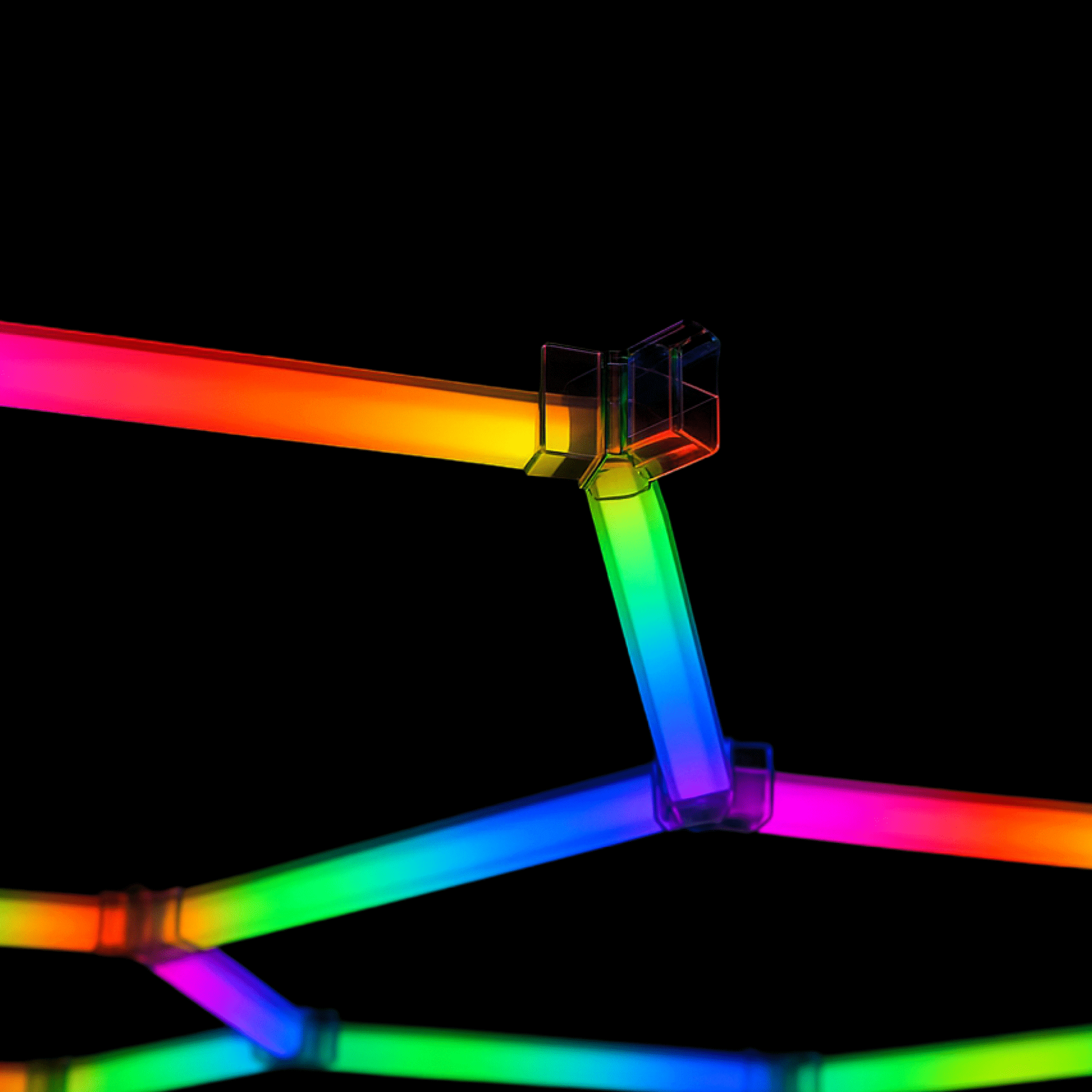 PRODUIT - LUMINAIRE - IZILIGHT- CURUS-BLACK-4 Zoom sur les raccordement de l'Éclairage LED RGB CURUS, installé dans un garage en pose suspendue