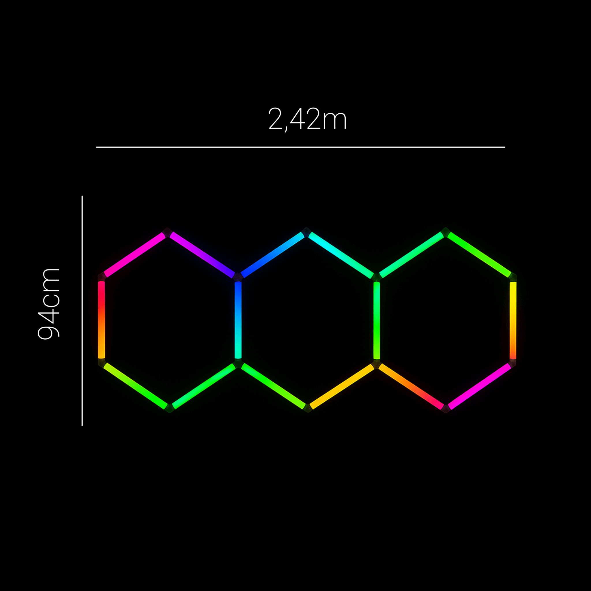 PRODUIT - LUMINAIRE - IZILIGHT- LINEA-5 Dimension de l'Éclairage d'ambiance LED RGB LINEA en nid d'abeille