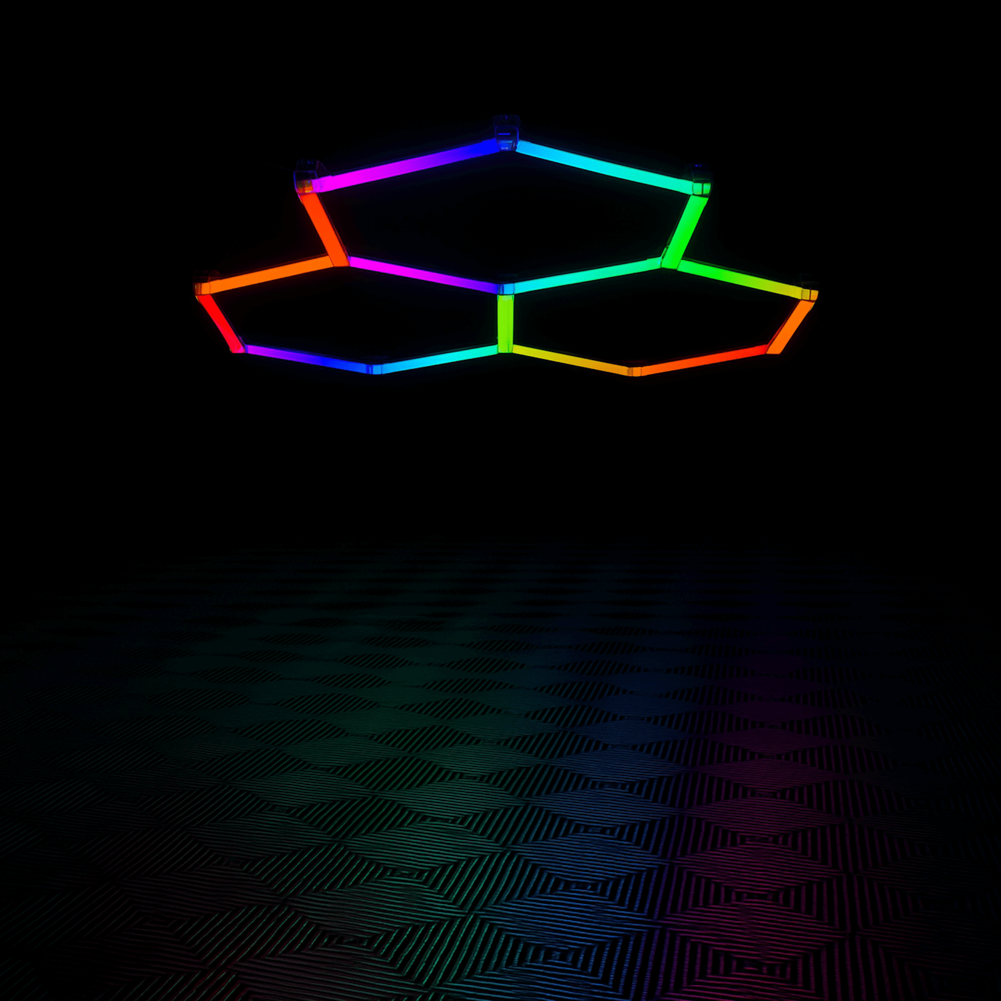 PRODUIT - LUMINAIRE - IZILIGHT- TIRY-BLACK--3 Image d'un éclairage d'ambiance LED RGB installé en pose suspendue