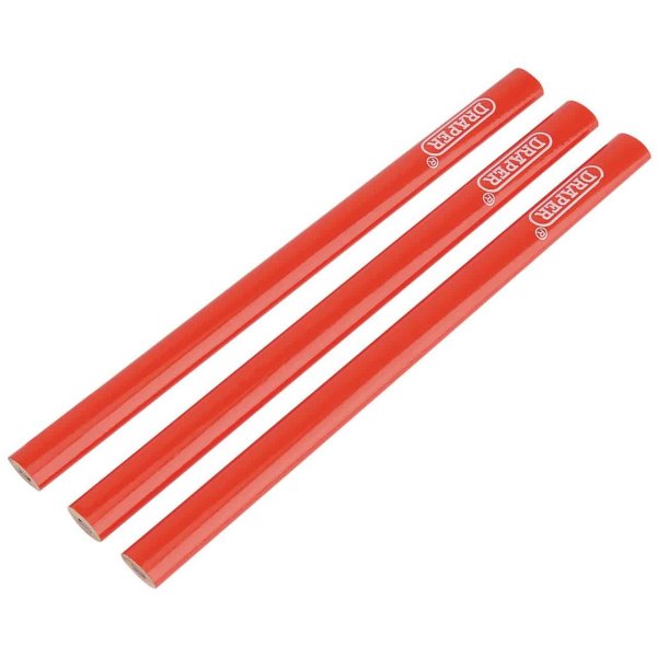 Lot de 3 crayons de menuisier rouge DRAPER