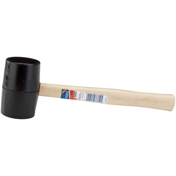 Maillet en caoutchouc avec manche en bois dur, 620 g